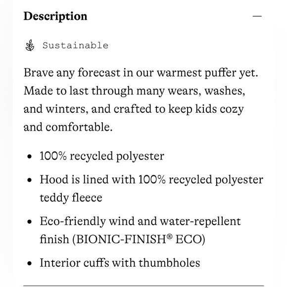 Primary Clothing Kids parka puffer coat, evergreen, size 5 - Picture 8 of 8